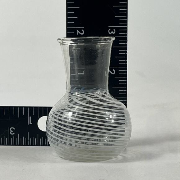Filigrana Miniature Bud Vase Mouth Blown White Striped Handmade Art Glass Unique - Picture 6 of 7